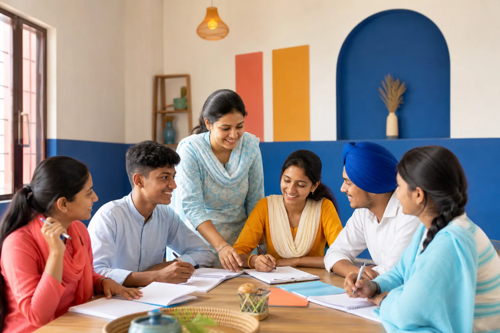 Young people learning together in a community setting