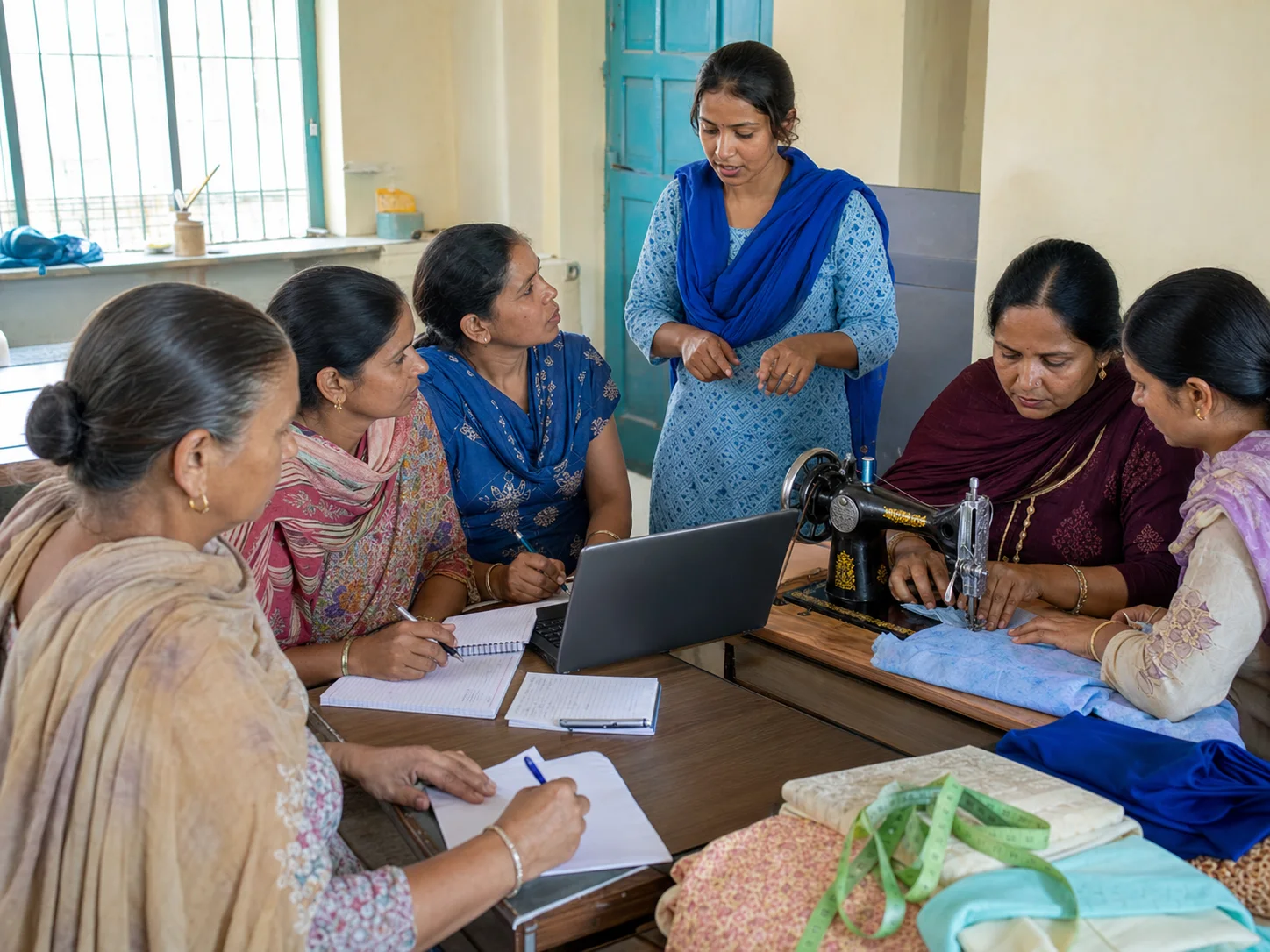 Punjabi women taking part in a practical skills session